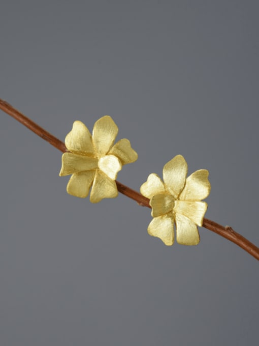 Gold [LFJA0127A] 925 Sterling Silver Flower Minimalist Stud Earring